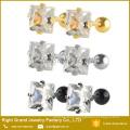 316 L acero quirúrgico 5mm cuadrado cúbicos Zircon puntas Set oreja Tragus cartílago joyería